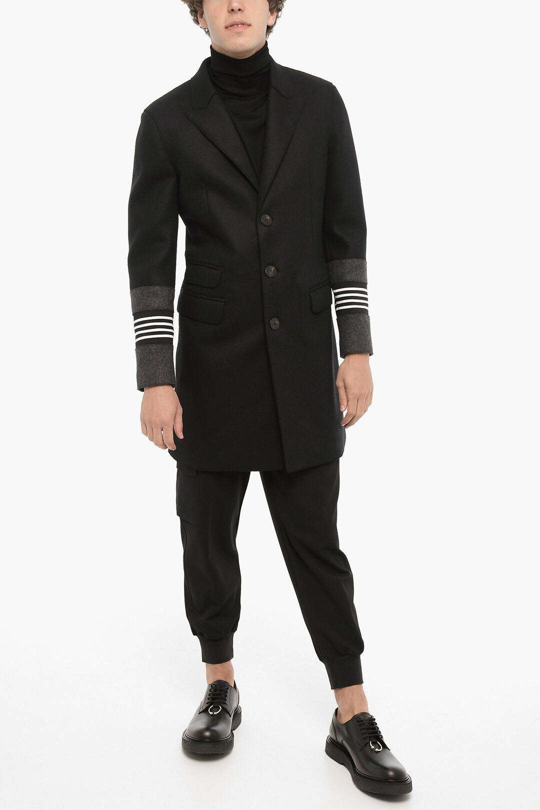 Neil Barrett Unlined TRAVEL STRIPED Skinny fit Coat