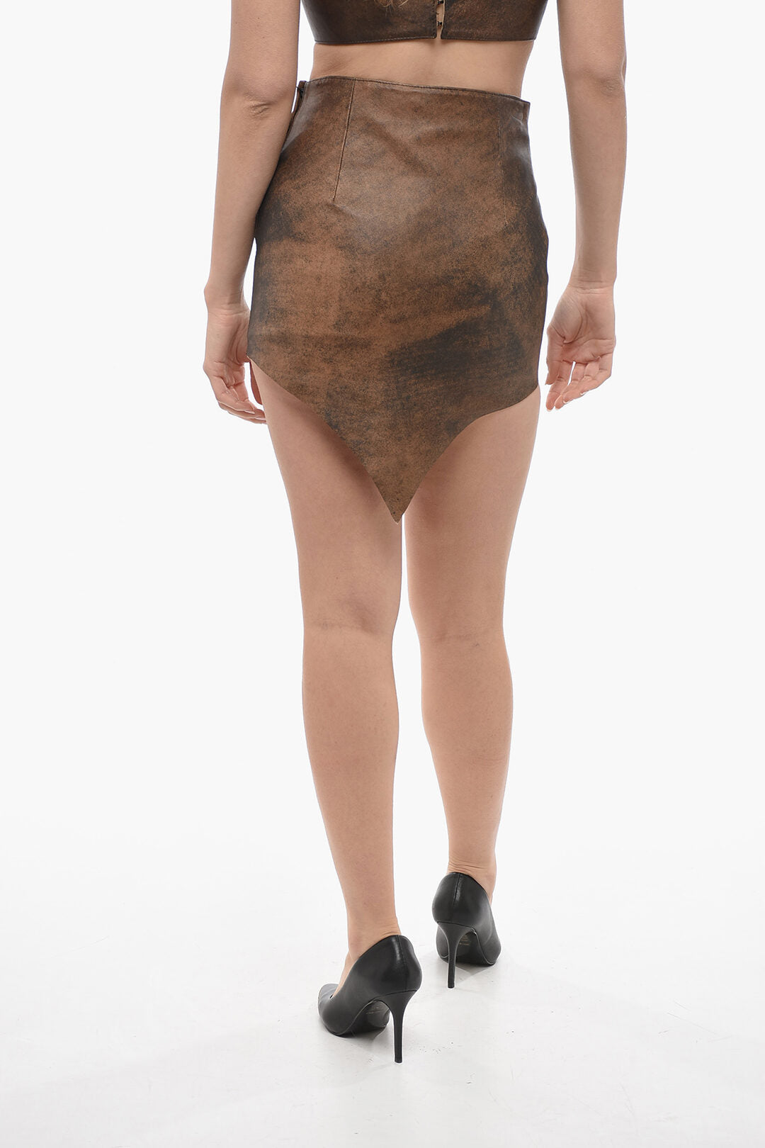 BAIA V Design Leather Miniskirt