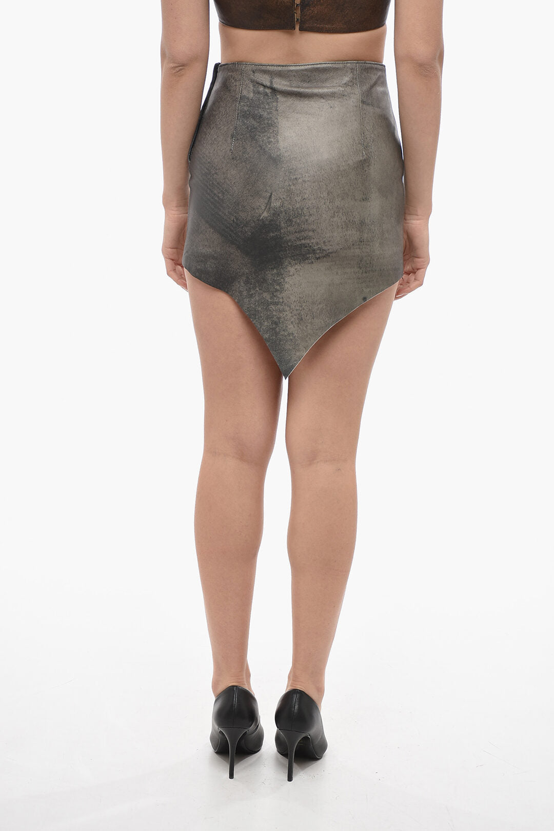 BAIA V Design Leather Miniskirt