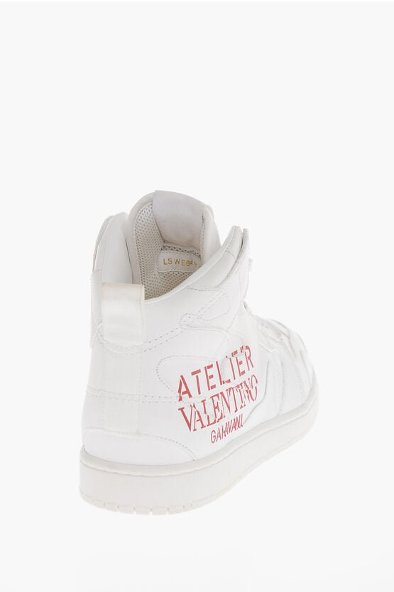 Clothing - Tops - Valentino ATELIER Leather Mid - Top Sneakers With Logo Print - 8050943061714 - Ask Me Wear