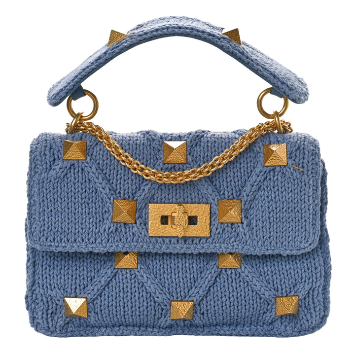 Bags - Valentino Garavani Knit Roman Stud Shoulder Bag - 8050943286117 - Ask Me Wear