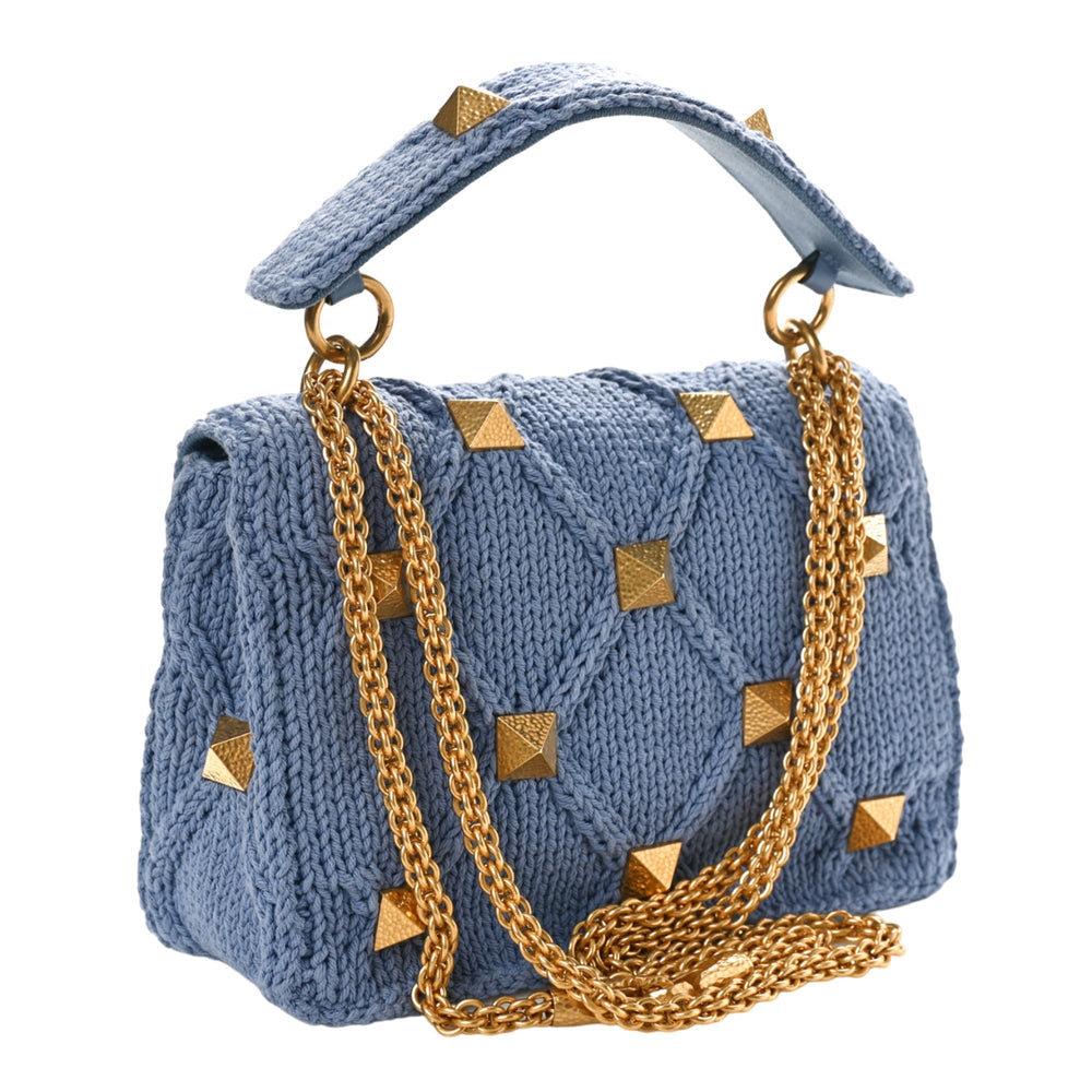 Bags - Valentino Garavani Knit Roman Stud Shoulder Bag - 8050943286117 - Ask Me Wear