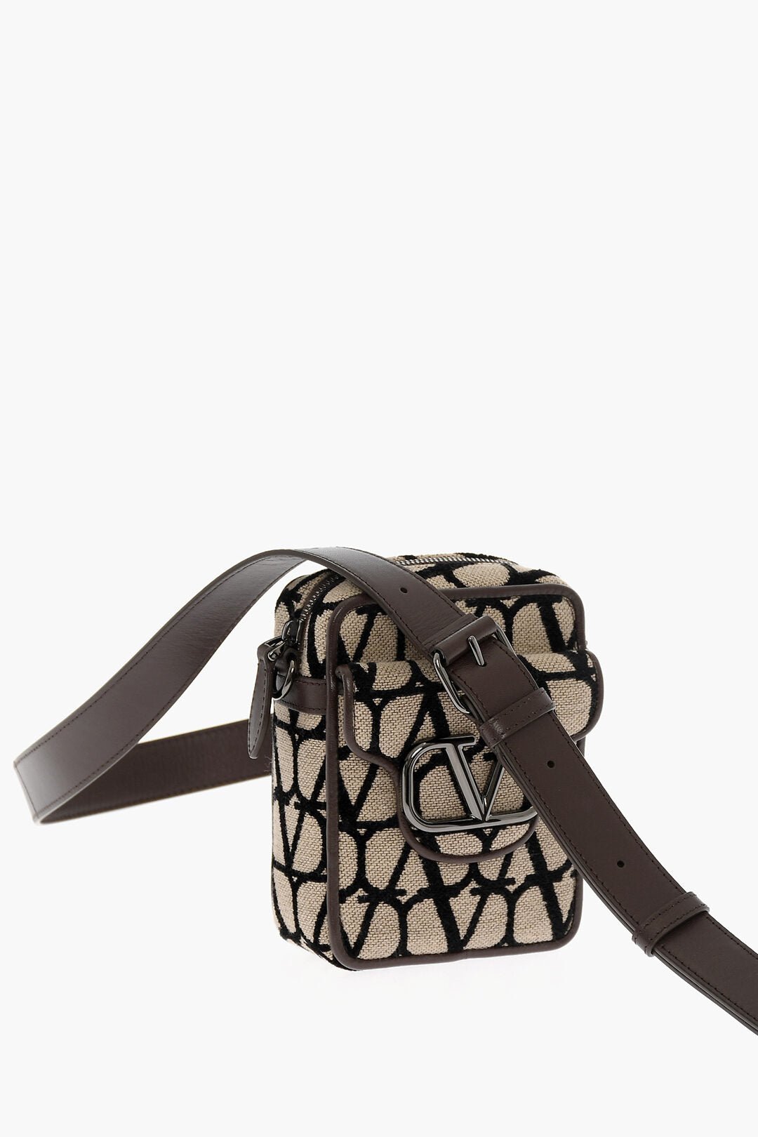 Bags - Valentino GARAVANI Leather and Fabric Crossbody Bag with Logoed Detail - 8052962059291 - Ask Me Wear