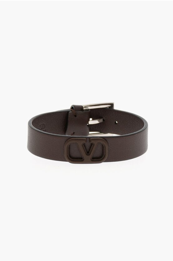 Bracelet - Valentino GARAVANI Solid Color Leather Bracelet with Embossed Logo - 8052962073976 - Ask Me Wear