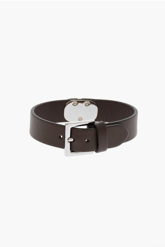 Bracelet - Valentino GARAVANI Solid Color Leather Bracelet with Embossed Logo - 8052962073976 - Ask Me Wear