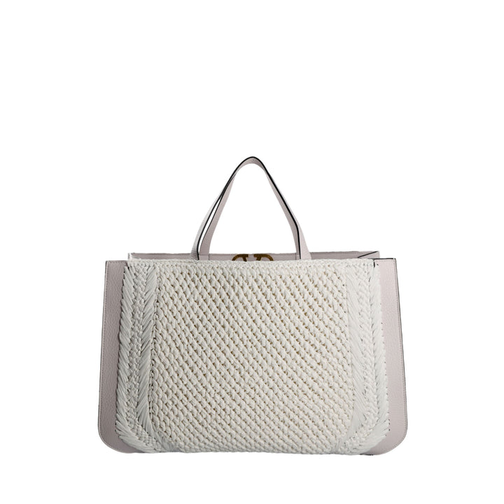 Bags - Valentino Garavani V'Logo Signature Crochet Raffia Tote Bag - 8056133649526 - Ask Me Wear