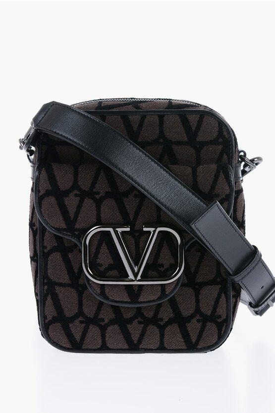 Accessories - Wallets & Purses - Valentino Monogrammed Jacquard Purse with Leather Shoulder Strap - 8052962036537 - Ask Me Wear