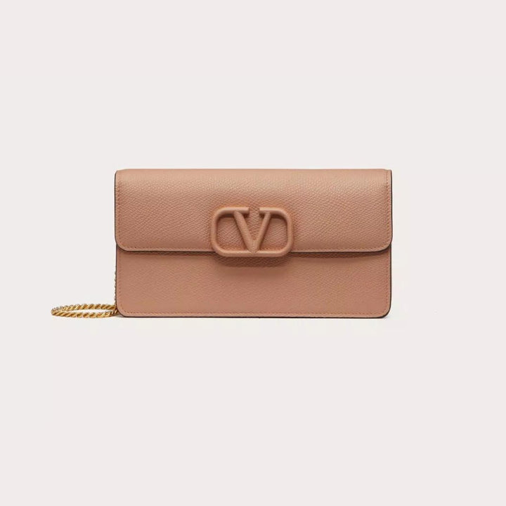 Handbag - VALENTINO Vlogo Signature Grainy Calfskin Wallet With Chain - 3W0P0S93RQR - Ask Me Wear