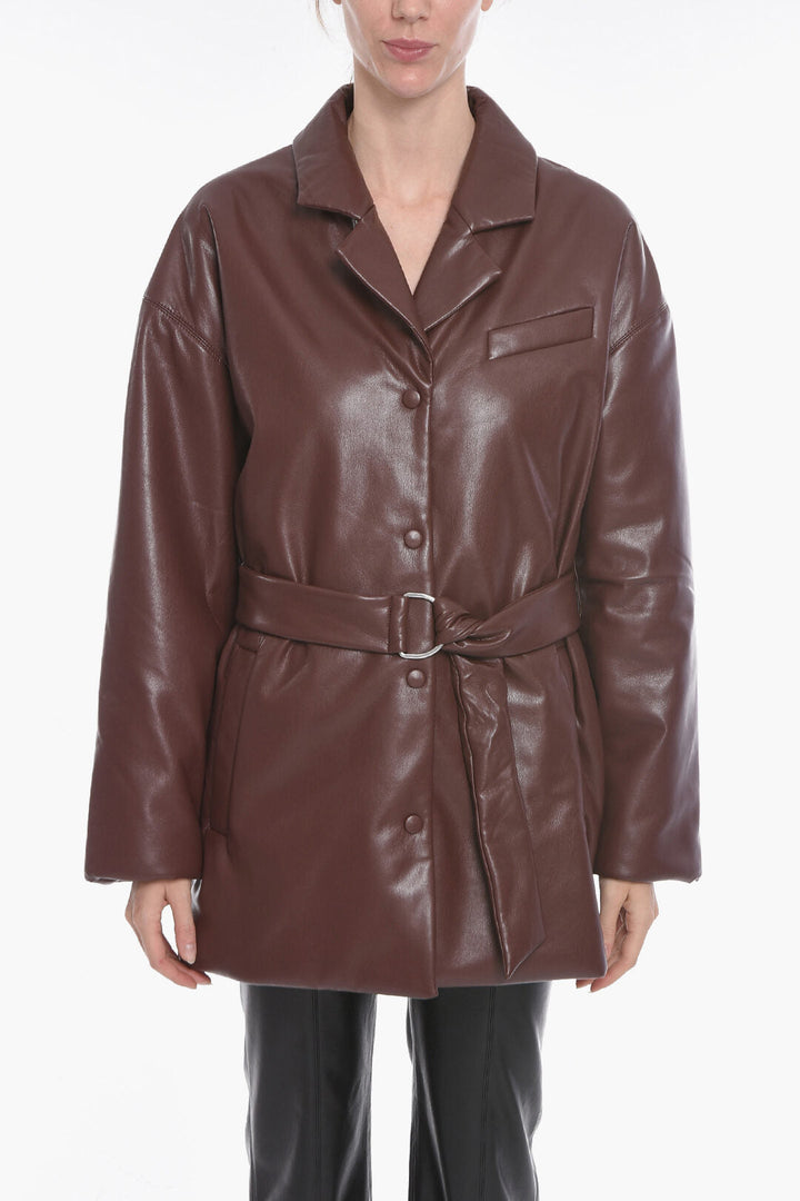 Nanushka Vegan Leather Coat with Belt