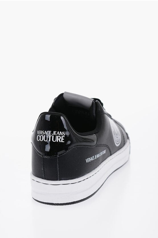 Shoes - Versace COUTURE Leather Low - Top Sneakers With Logoed Sole - 8052019453645 - Ask Me Wear