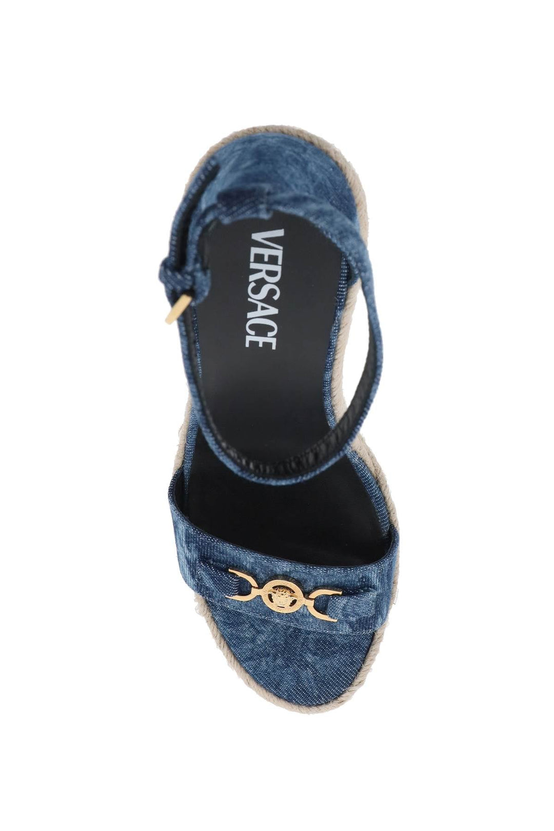 Shoes - Versace Denim Barocco Wedge Sandals - 241417NWE000002 - 1D06V - 36 - Ask Me Wear