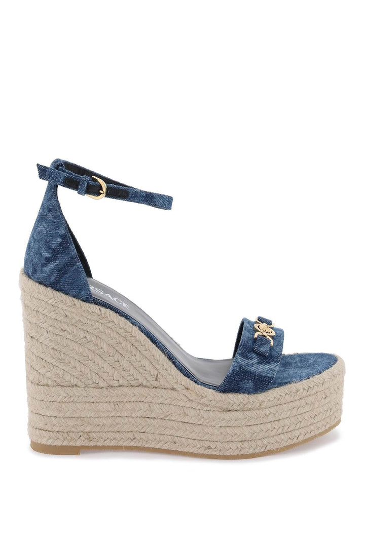 Shoes - Versace Denim Barocco Wedge Sandals - 241417NWE000002 - 1D06V - 36 - Ask Me Wear