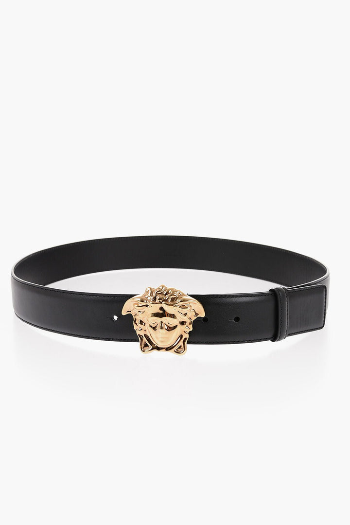 Accessories - Belts - Versace Leather Belt with Golden Effect Buckle 40mm - 8052045265885 - Ask Me Wear