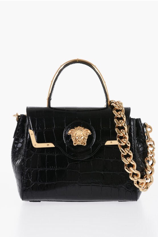 Bags - Versace Leather Croco - Effect LA MEDUSA Bag with Metallic Application - 8056204651144 - Ask Me Wear