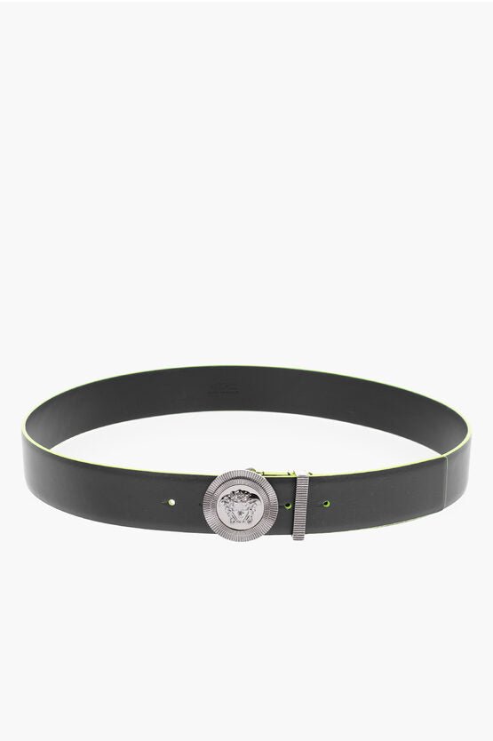 Accessories - Belts - Versace Leather MEDUSA Belt with Contrast Edge 40mm - 8056204028953 - Ask Me Wear