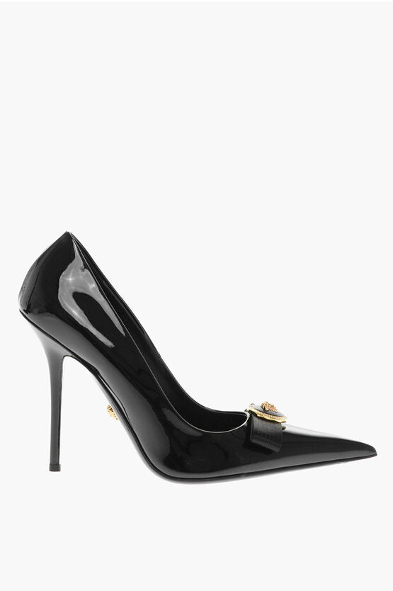 Shoes - Versace Patent Leather Pumps with Logoed Detail 11cm - 8056204669897 - Ask Me Wear