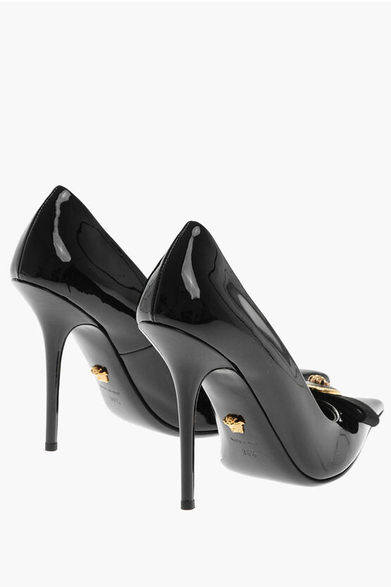 Shoes - Versace Patent Leather Pumps with Logoed Detail 11cm - 8056204669897 - Ask Me Wear