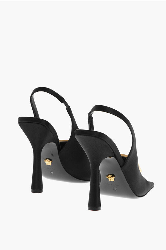 Shoes - Versace Satin Slingback Sandals with Logoed Buckle 11cm - 000582849972 - Ask Me Wear