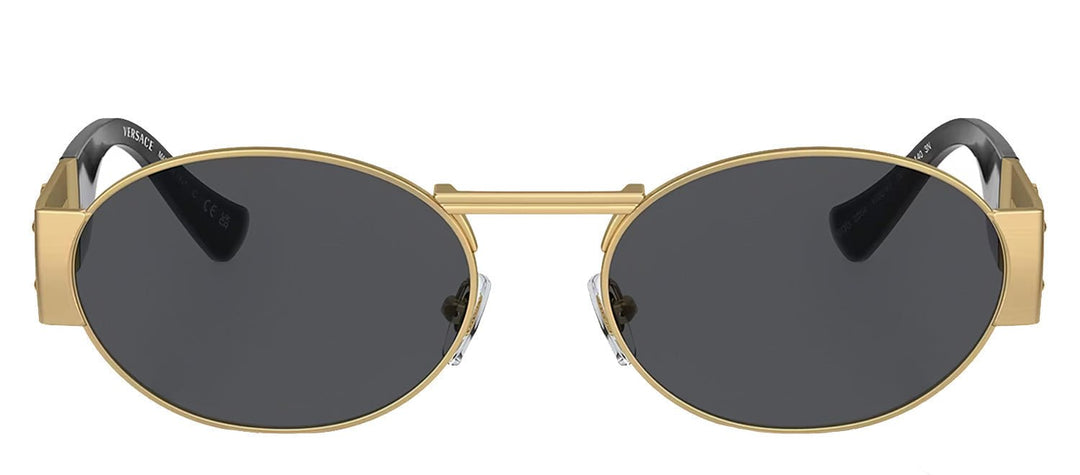 VersaceSunglasses - Versace ICONIC VE 2264 100287 Oval Metal Gold Sunglasses with Grey Lens - VE_2264_100287_56mm - Ask Me Wear