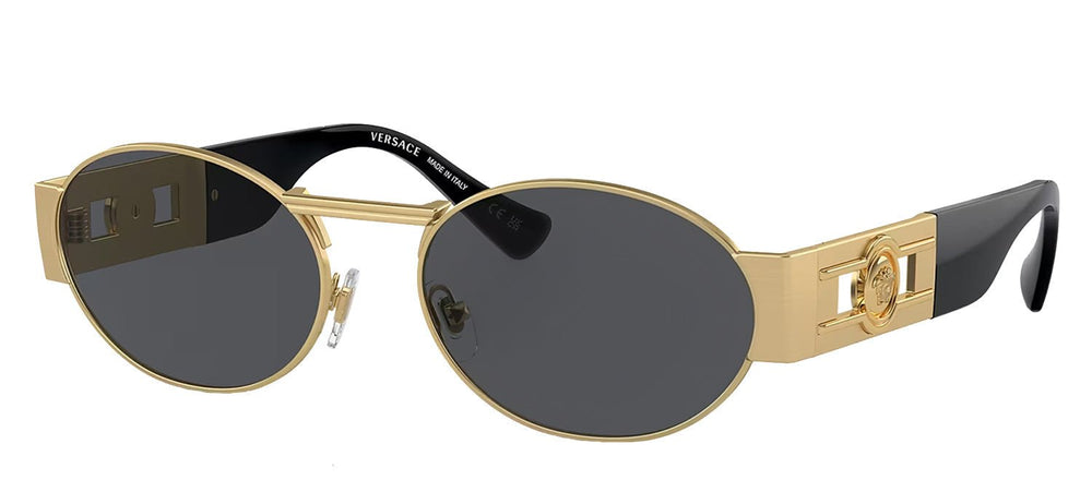 VersaceSunglasses - Versace ICONIC VE 2264 100287 Oval Metal Gold Sunglasses with Grey Lens - VE_2264_100287_56mm - Ask Me Wear
