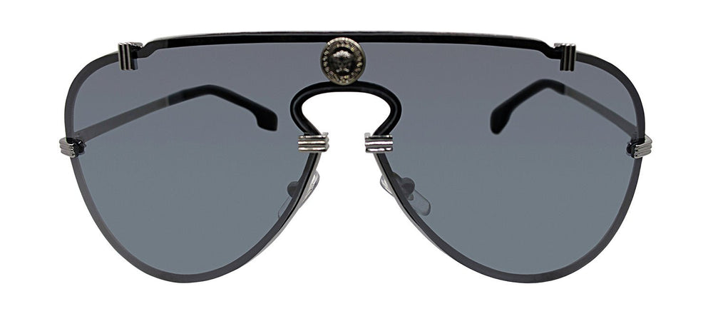 VersaceSunglasses - Versace VE 2243 10016G Shield Metal Gunmetal Sunglasses with Grey Mirror Lens - VE_2243_10016G - Ask Me Wear