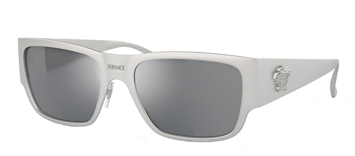VersaceSunglasses - Versace VE 2262 12666G Square Metal Silver Sunglasses with Light Gray Mirror Lens - VE_2262_12666G_56mm - Ask Me Wear
