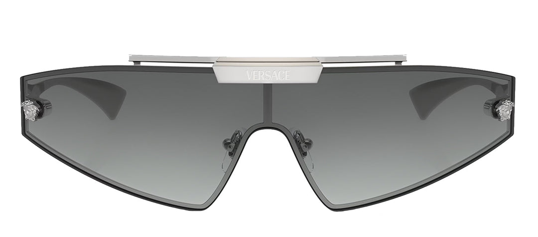 VersaceSunglasses - Versace VE 2265 100011 Shield Metal Silver Sunglasses with Grey Gradient Lens - VE_2265_100011_44mm - Ask Me Wear