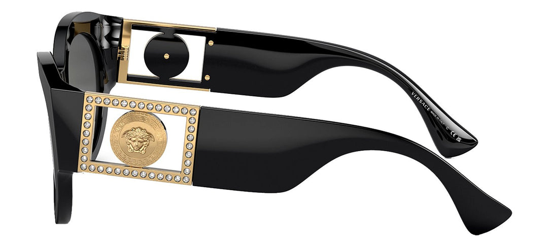 VersaceSunglasses - Versace VE 4438B GB1/87 Round Plastic Black Sunglasses with Grey Lens - VE_4438B_GB1/87_52mm - Ask Me Wear
