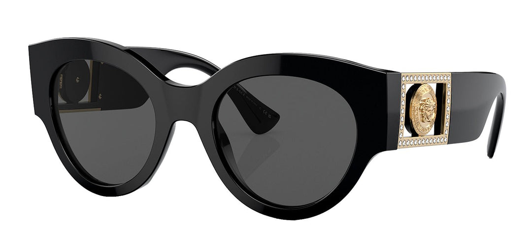 VersaceSunglasses - Versace VE 4438B GB1/87 Round Plastic Black Sunglasses with Grey Lens - VE_4438B_GB1/87_52mm - Ask Me Wear