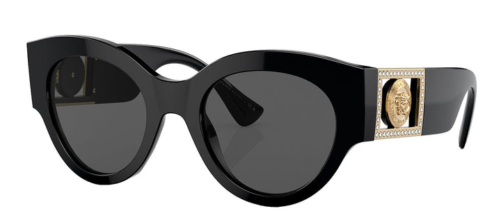 VersaceSunglasses - Versace VE 4438B GB1/87 Round Plastic Black Sunglasses with Grey Lens - VE_4438B_GB1/87_52mm - Ask Me Wear