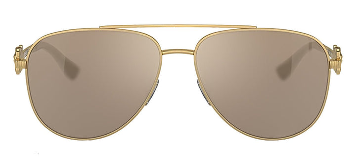 VersaceSunglasses - Versace VK 2002 10025A Aviator Metal Gold Sunglasses with Brown Mirror Lens - VK_2002_10025A_52mm - Ask Me Wear