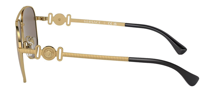VersaceSunglasses - Versace VK 2002 10025A Aviator Metal Gold Sunglasses with Brown Mirror Lens - VK_2002_10025A_52mm - Ask Me Wear