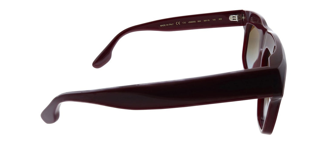 Victoria BeckhamSunglasses - Victoria Beckham VB 603S 604 Square Plastic Burgundy Sunglasses with Brown Gradient Lens - VB_603S_604_56mm - Ask Me Wear