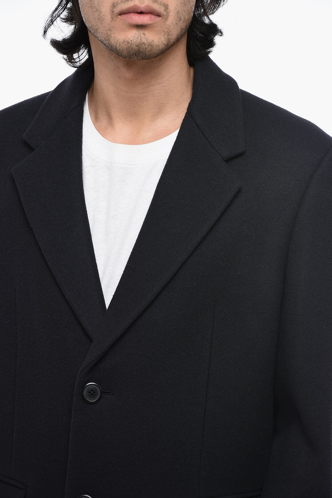 Prada Virgin Wool Blended Coat with Oversized Fit