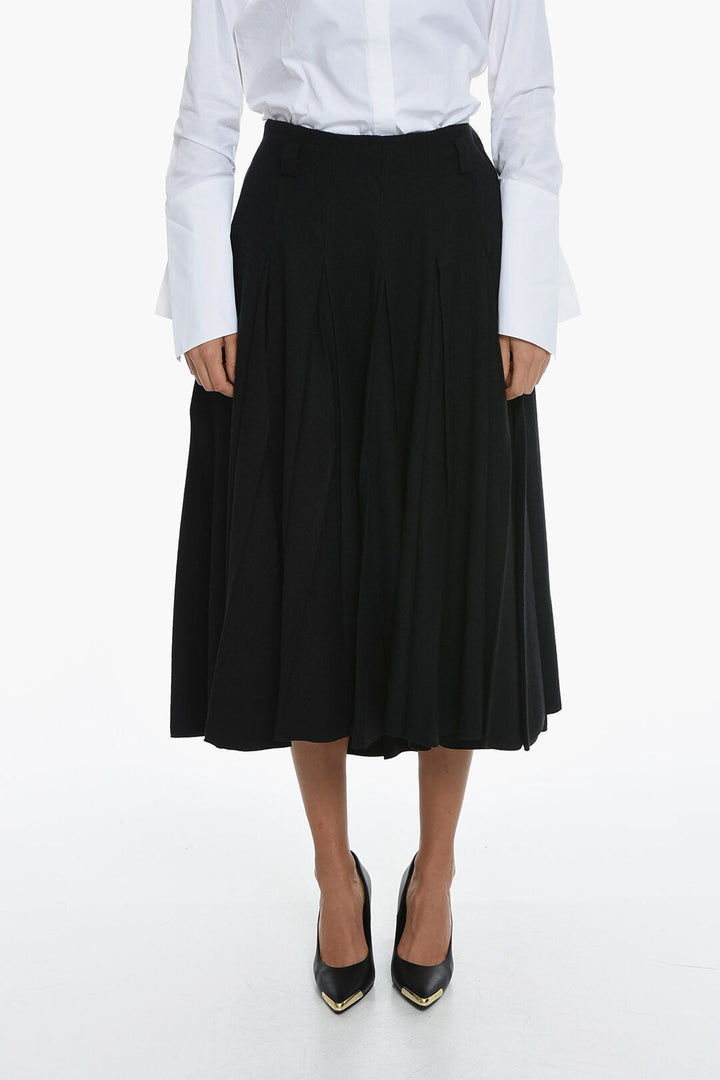 Prada Virgin Wool Pleated PANNO Skirt with Belt Loops