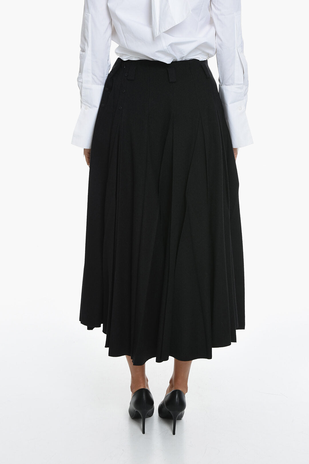 Prada Virgin Wool Pleated PANNO Skirt with Belt Loops