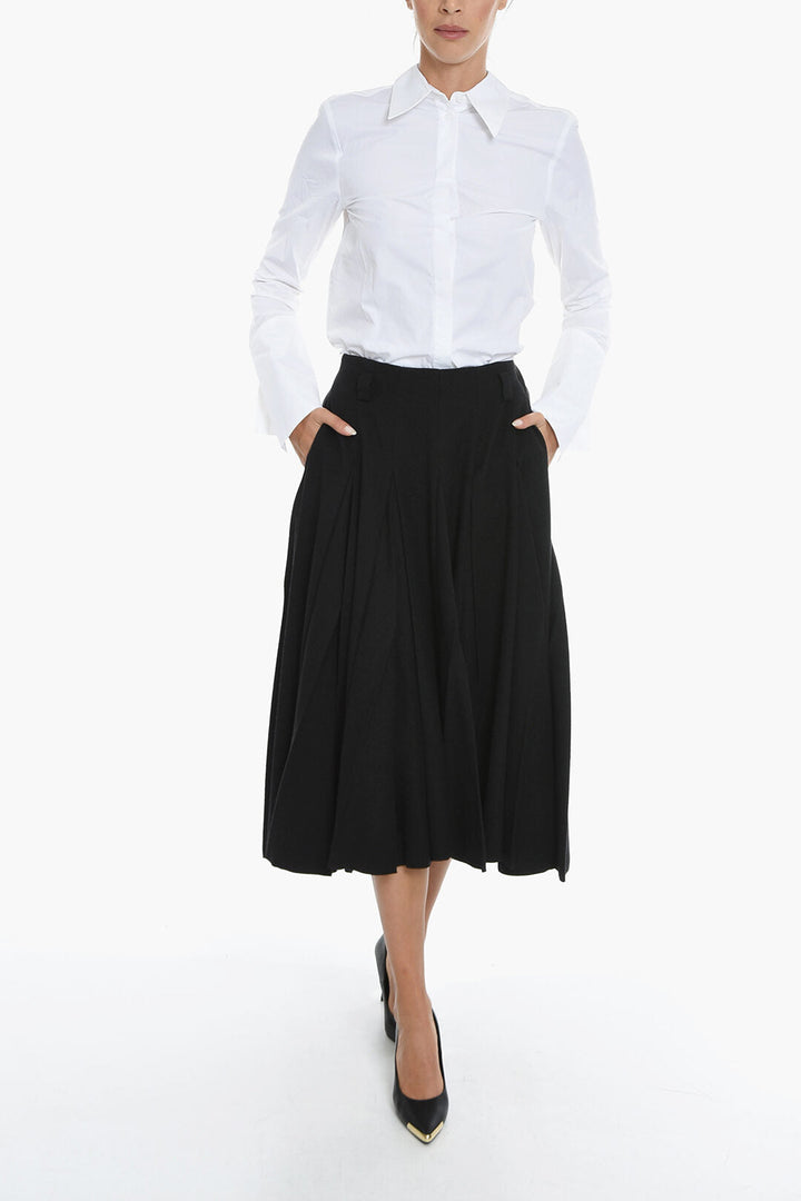 Prada Virgin Wool Pleated PANNO Skirt with Belt Loops