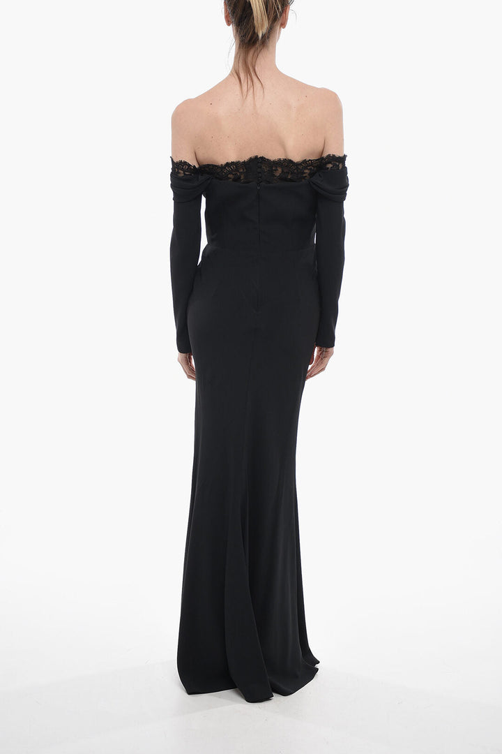 Alexander McQueen Viscose Blend Mermaid Dress with Lace Detail