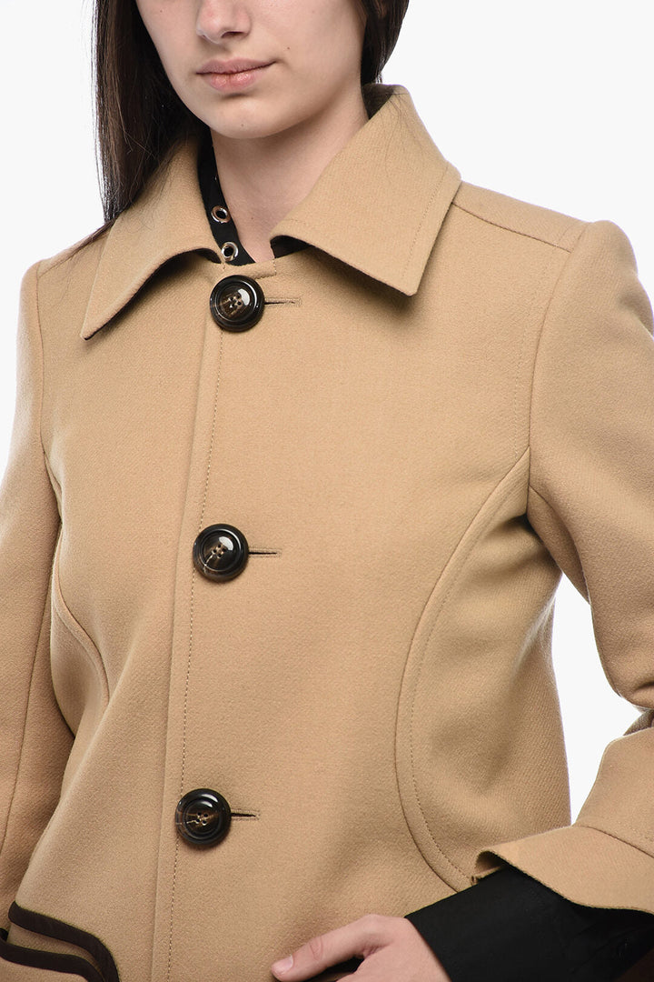 Dsquared2 Wool Blend Coat With Ruffles