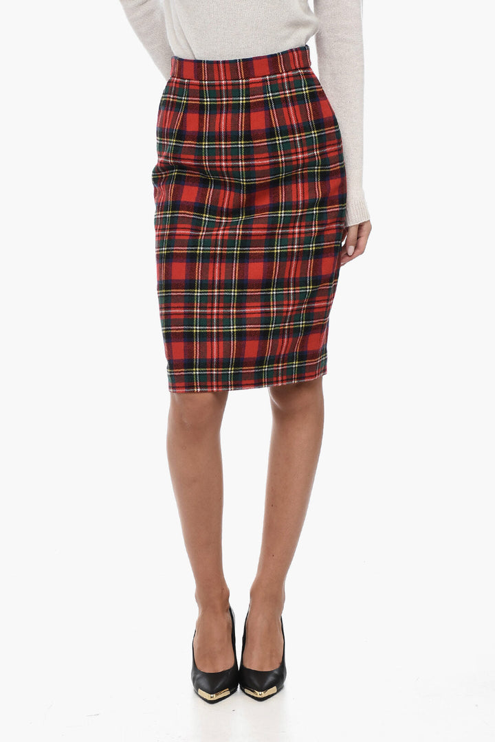 Saint Laurent Wool Blend Tartan Skirt