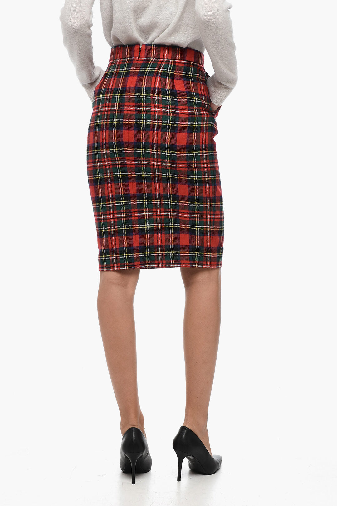 Saint Laurent Wool Blend Tartan Skirt