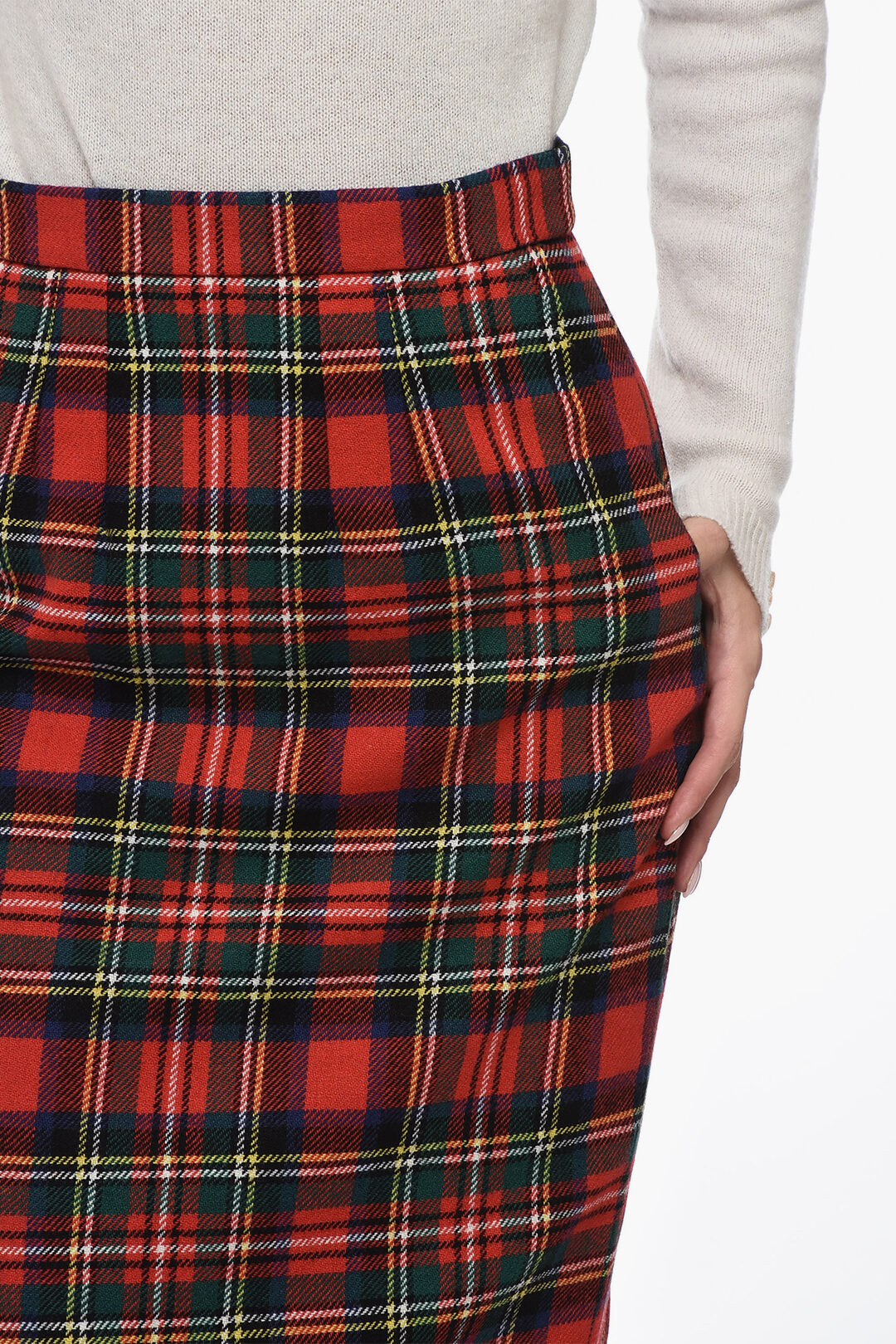 Saint Laurent Wool Blend Tartan Skirt