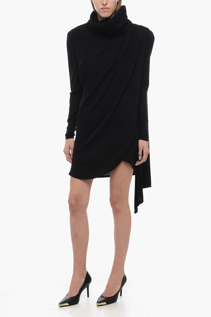 Saint Laurent Wool Hooded Wrap Dress