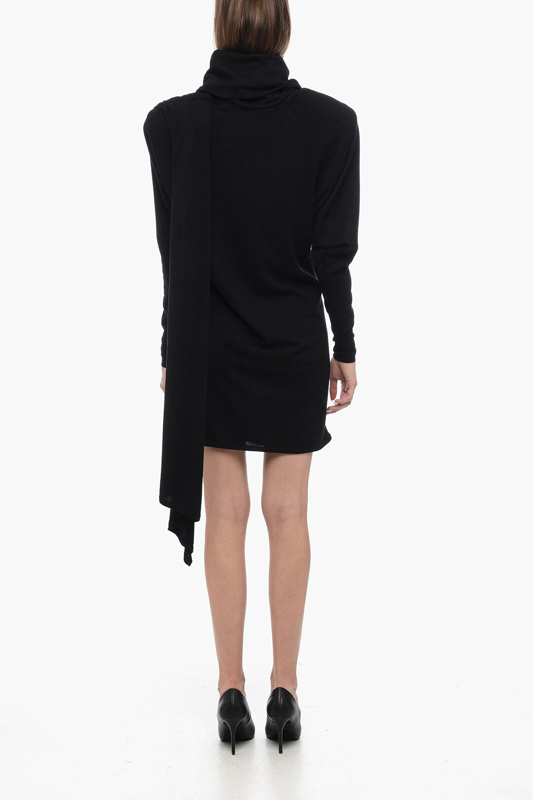 Saint Laurent Wool Hooded Wrap Dress