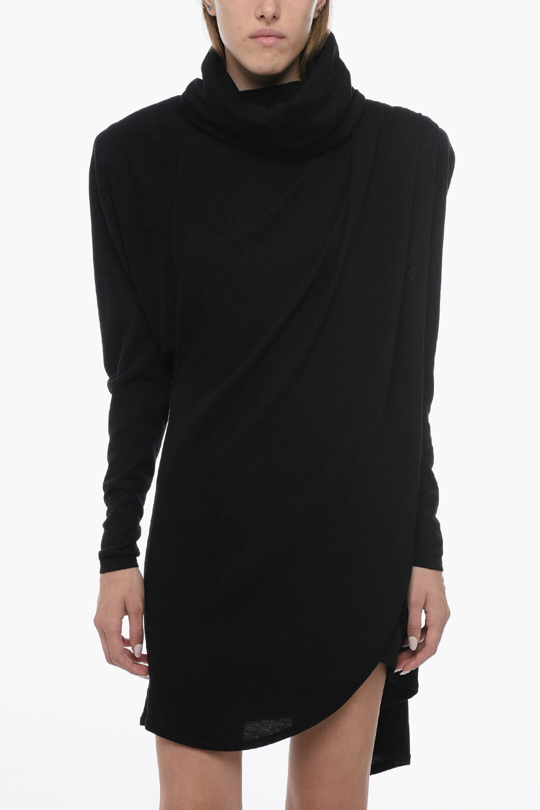 Saint Laurent Wool Hooded Wrap Dress