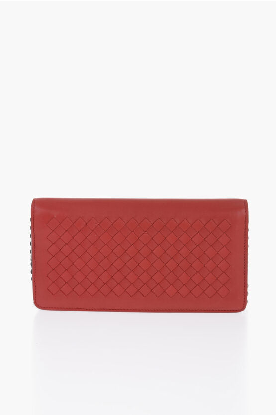 Bottega Veneta Woven Leather Clutch with Chain Shoulder Strap