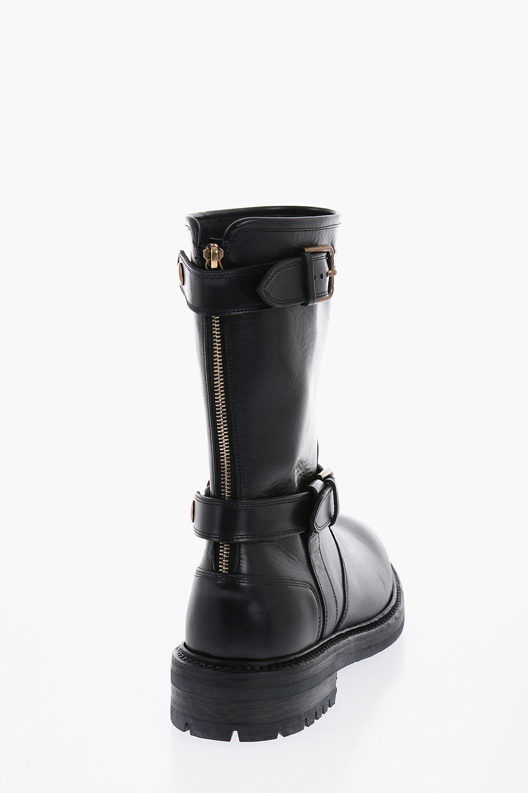 Dolce & Gabbana Zipped Closure Leather Boots With Buckles