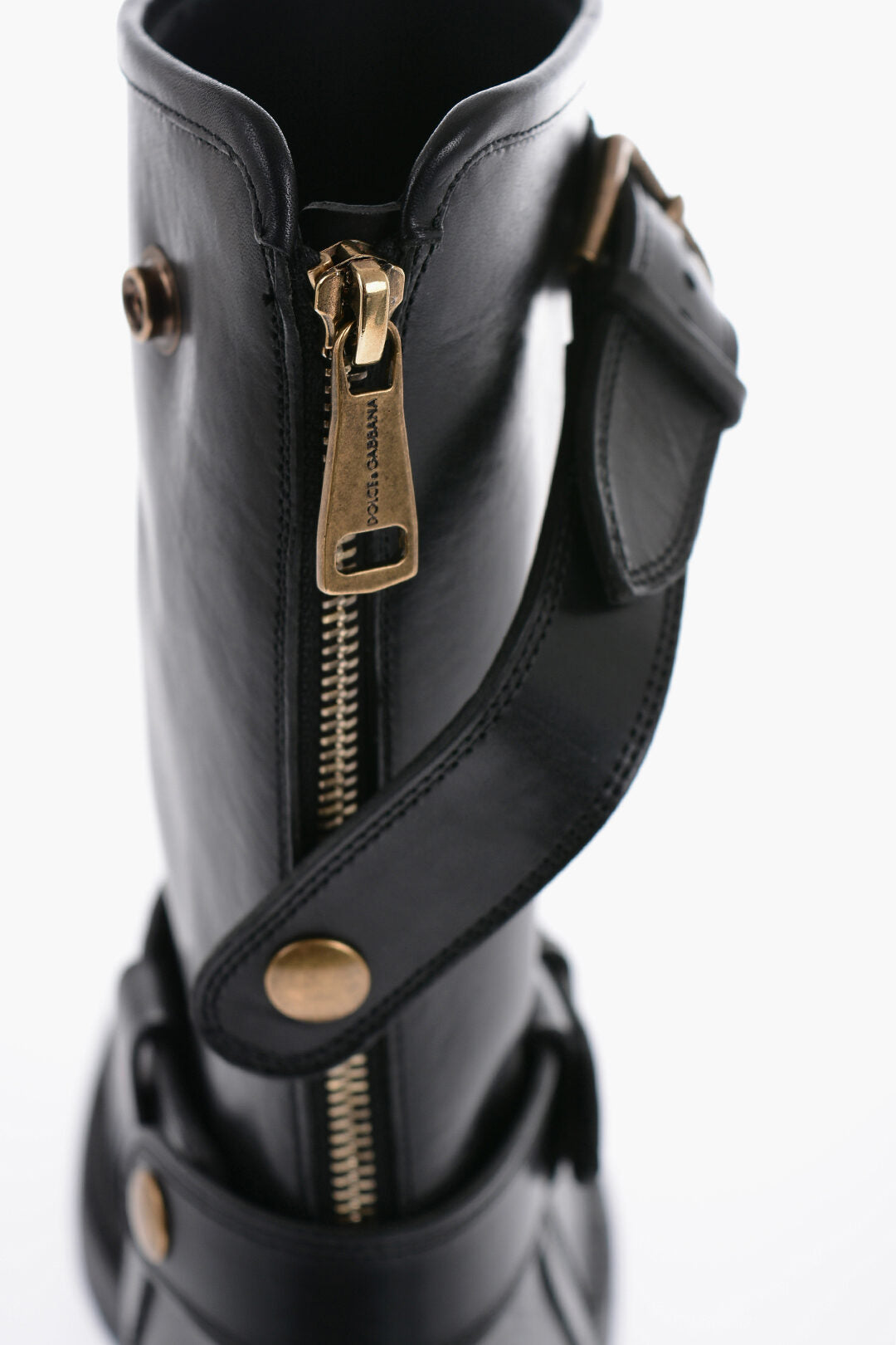 Dolce & Gabbana Zipped Closure Leather Boots With Buckles