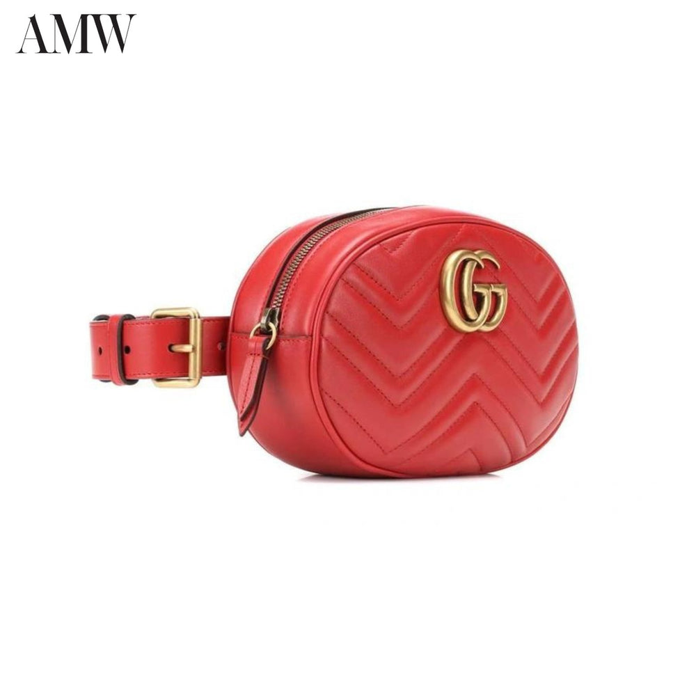 Gucci - Handbag - Gucci GG Marmont Belt Bag Matelasse Red - 476434DSVRT6433 - Ask Me Wear