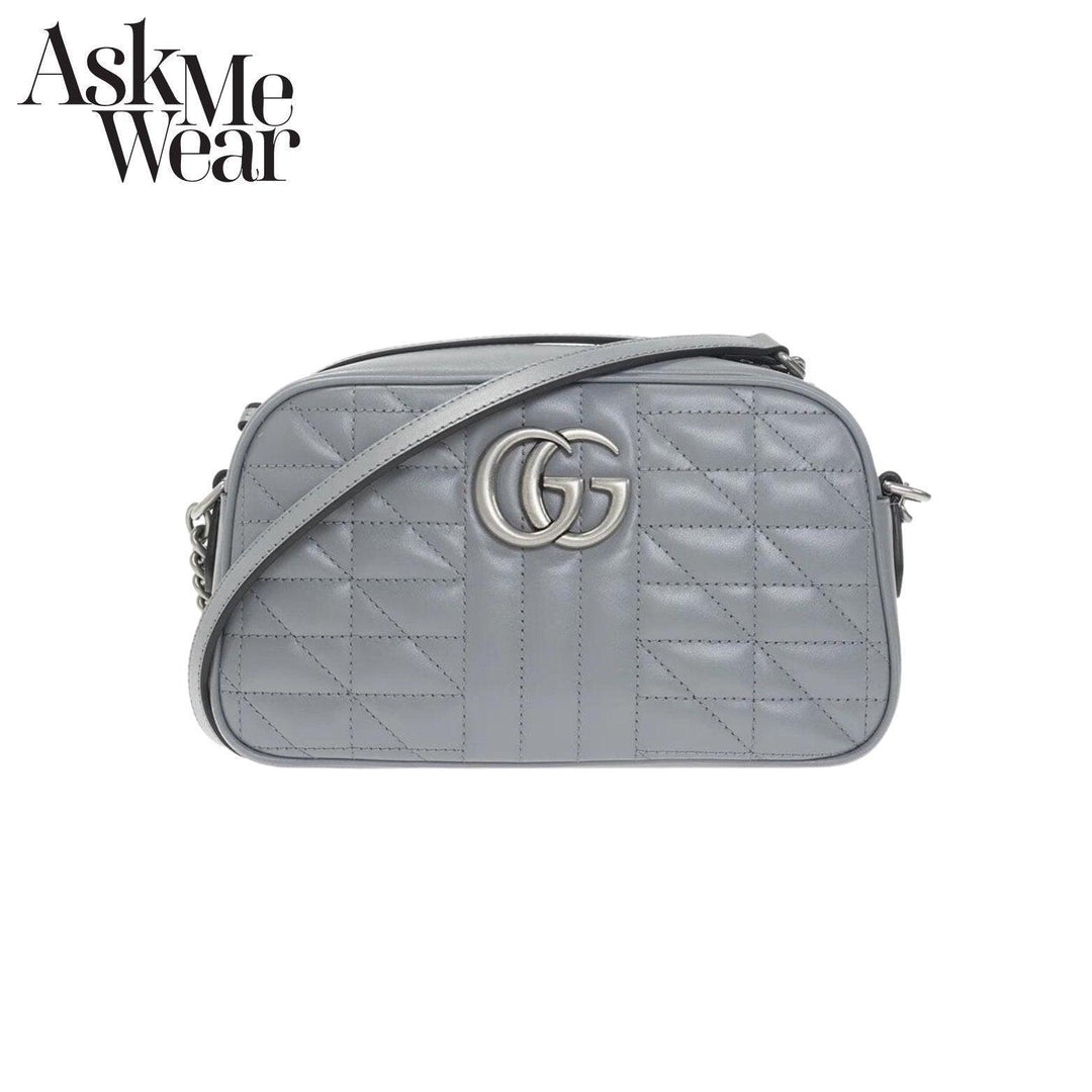 GUCCI GG Marmont Small Quilted Camera Bag Antique silver-toned hardware - 447632 UM8BN 1711 - Ask Me Wear